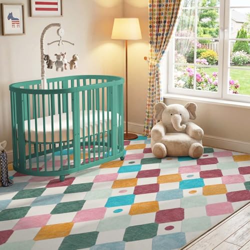 7x9 Washable Kids Rug Colorful Classroom Playroom Mat Confetti (63 Sq Ft)