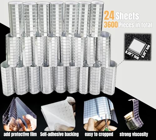 Self Adhesive Disco Mirror Tiles Kit (24 Count)