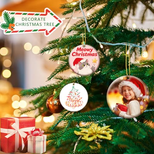 25 PCS Ceramic Sublimation Ornament Blanks Bulk 3 Inch White Round Crafts DIY Personalized Printed Christmas Home Porcelain Paintable Decorate (50 Count)