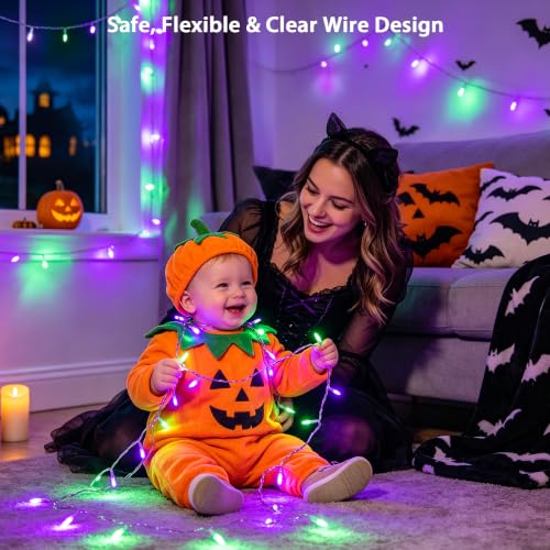 200 LED Purple Green Halloween Lights Indoor Outdoor (66 Foot)