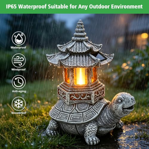 Solar Garden Turtle Statue