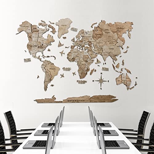 Handmade 3D Wood World Map Wall Art Large Wall Decor Track Your World Travels