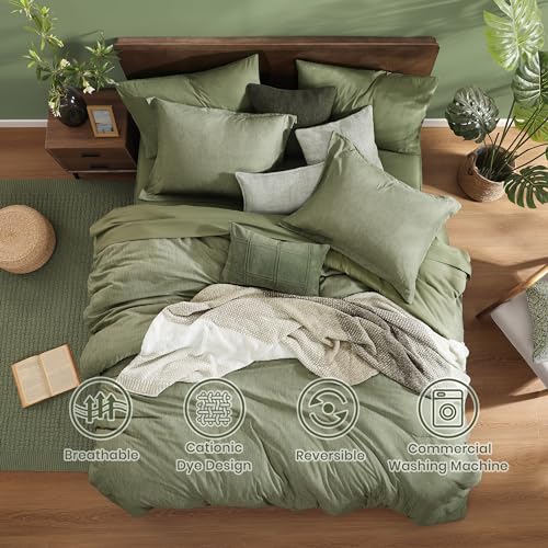 Twin XL Comforter Set Sage Green Bed in a Bag 5 Pieces for Dorm