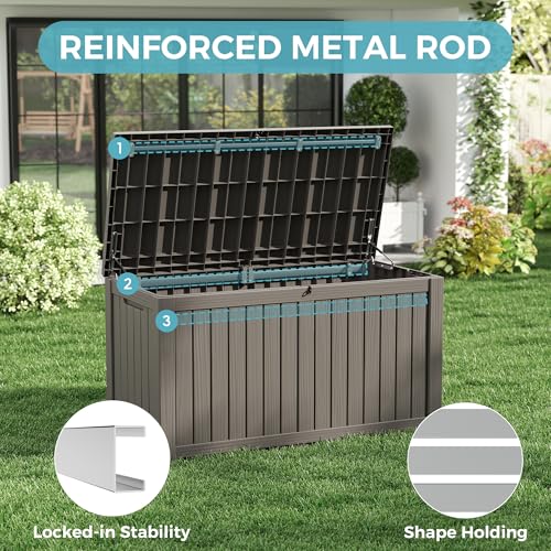 180 Gallon Outdoor Storage Box Waterproof Deck Box for Patio