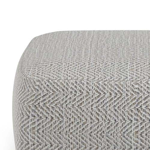 Nate 20" Wide Square Pouf in Patterned Grey Melange Cotton