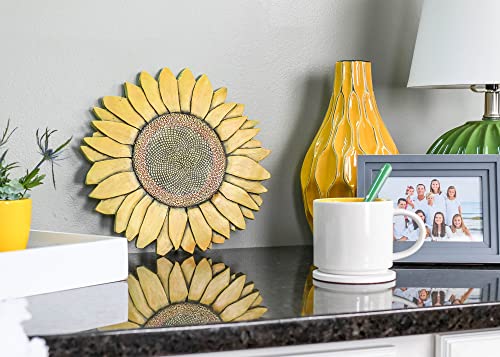 NAT & Jules Sunflower Shaped Dimensional Indoor Outdoor 12 inch Cast Resin Decorative Garden Stepping Stone