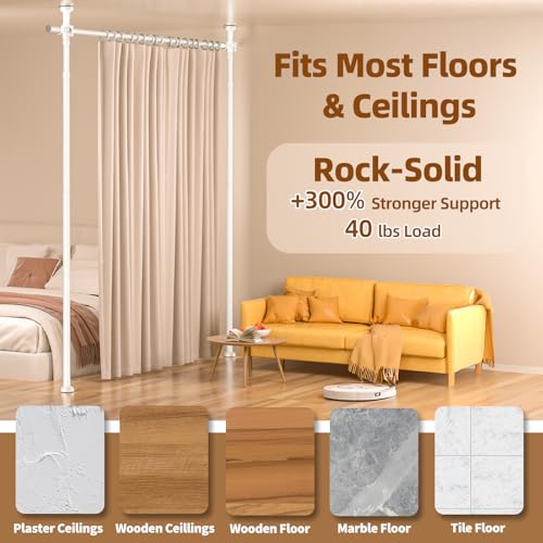 Room Divider No Drilling Curtain Rod Wall Divider for Room Separation