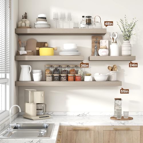 Floating Shelves 35.7" W x 10.3" D Grey Set of 1