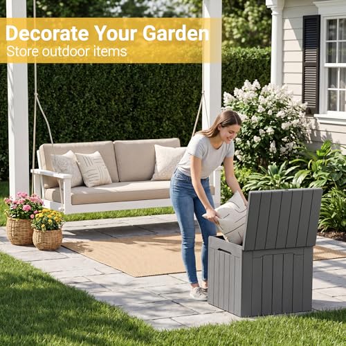 33 Gallon Resin Deck Box All Weather Outdoor Storage Boxes