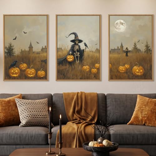 Halloween Ghost Reaper Framed Canvas Wall Art Set