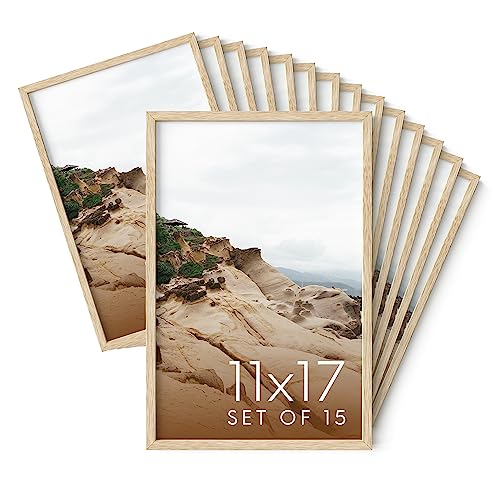 11x17 Natural Oak Wood Picture Frames Set of 15