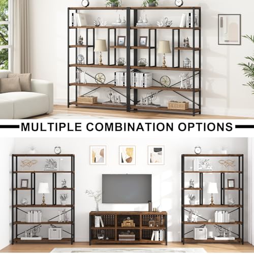 6 Tier Industrial Bookshelf for Living Room Office