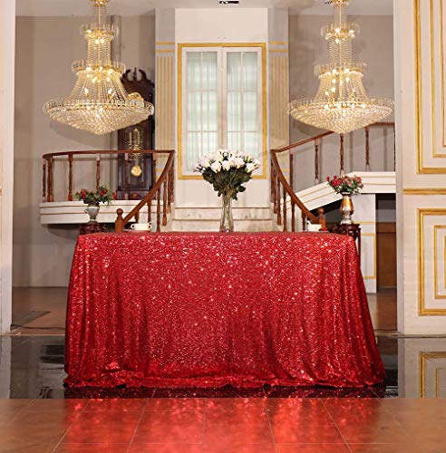Sequin Tablecloth 50x72 Inch Red for Christmas Wedding Party