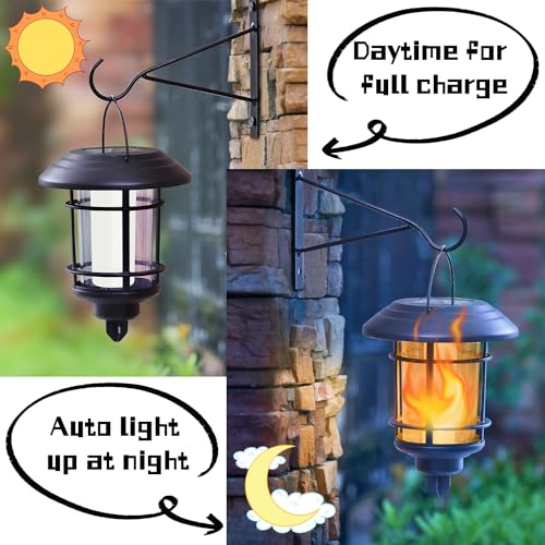 4 Pack Solar Flame Wall Lanterns Outdoor (4 Count)