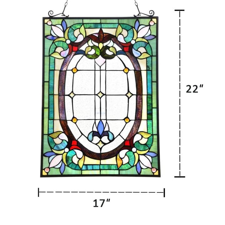 Dancing Style Stained Glass Window Hangings Panels 17" W x 22" H Fine Handicrafts Suncatcher Parents Gifts for Home Decor