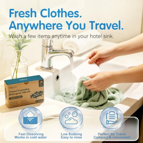 Travel Laundry Detergent Sheets Fresh Linen Scent 120 Sheets (120 Count)