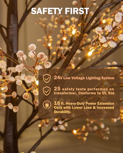 Lighted Baby's Breath Tree Set