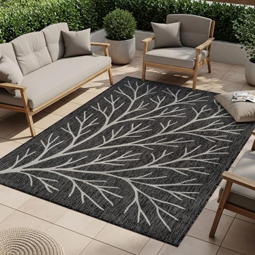 Washable Indoor Outdoor Rug 8x10 Modern Area Rugs Branch Pattern Non Shedding Waterproof Easy Clean Patio Deck Porch Living Room Bedroom Garden RV (80 Sq Ft)