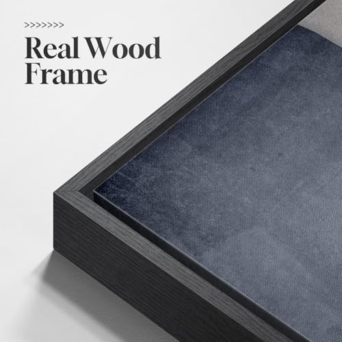 Large Framed Blue Gray Modern Abstract Wall Art
