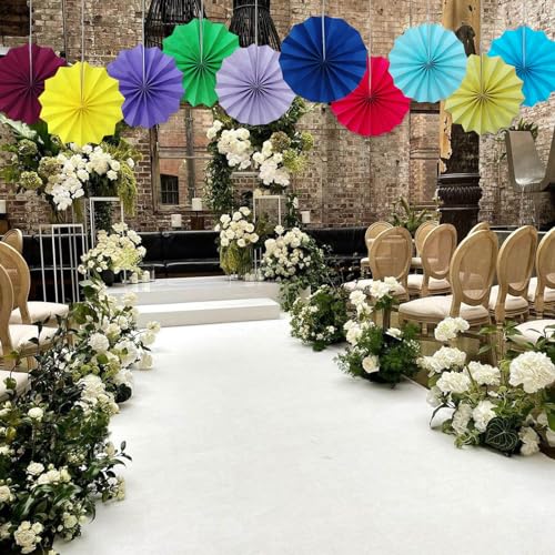 Blue Birthday Decorations DIY Blue Paper Fans Hanging Decoration 8in (30 Count)
