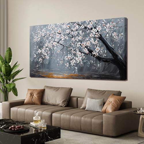 Canvas Wall Art Black And White Floral Wall Art For Living Room 20"X40"