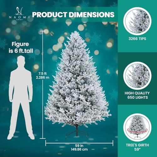 7.5ft Frosted Christmas Tree with Lights