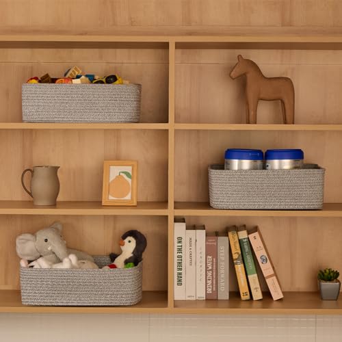 Large Shallow Organizing Baskets 15x11x5.1 Inches (2 Count)