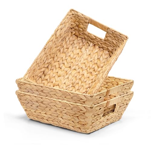 3 Pack Water Hyacinth Trapezoid Wicker Storage Baskets (3 Count)