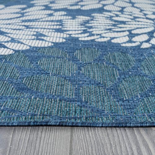 Outdoor Rug 9x12 Modern Exotic Tropical Leaf Area Rugs for Indoor and Outdoor Patio Deck Porch Garden Water Resistant Washable Outside Carpet