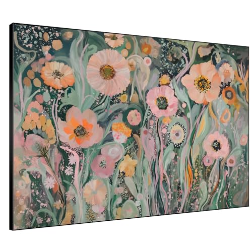 36"x46" Extra Large Framed Wall Art Whimsical Garden Bloom