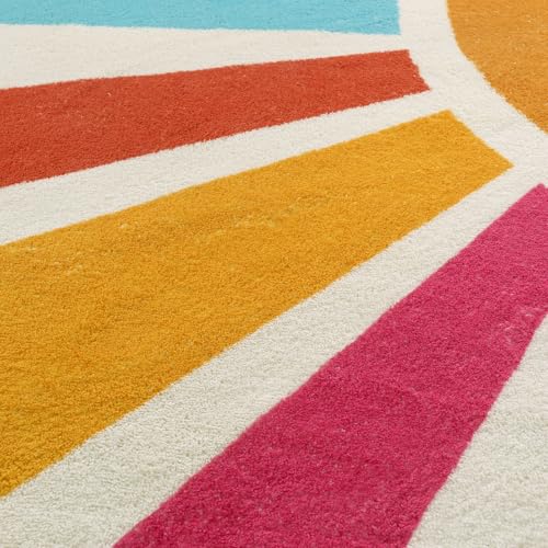 Boho Washable Rug 5 Ft Round Area Rug for Bedroom