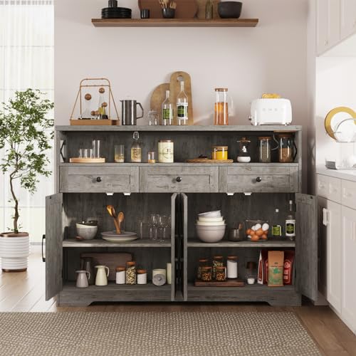 Farmhouse Buffet Cabinet with Drawers & Barn Doors