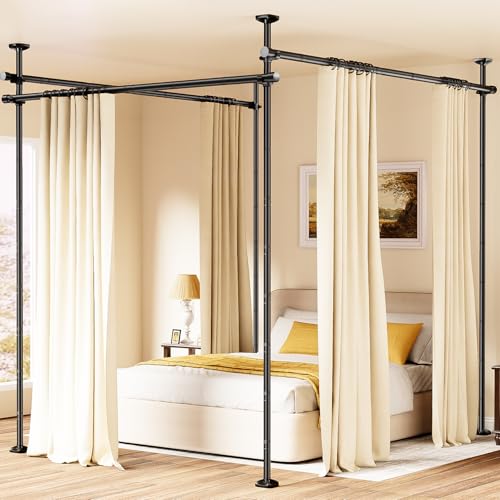Room Divider Curtain Rod No Drilling Room Separation for Wide Space