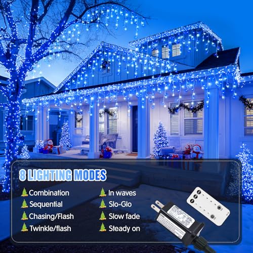 400 LED 38.8 Ft Blue & White Icicle Christmas Lights for Outside (38.8 Foot)