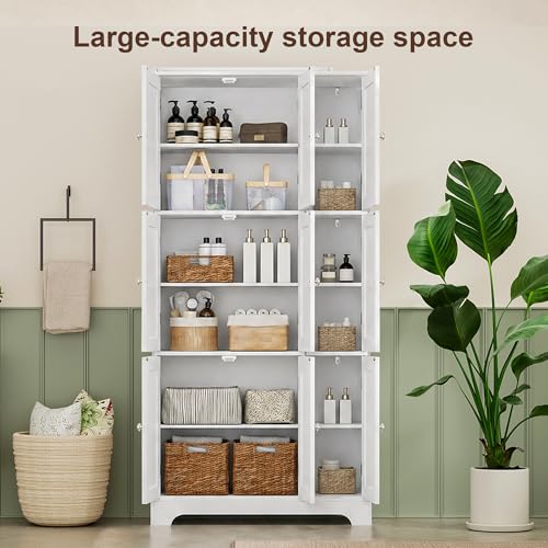 63.2" Tall Bathroom Storage Cabinet with 9 Doors
