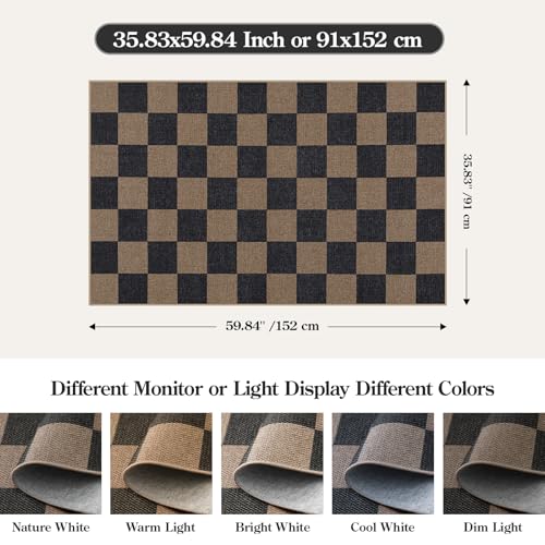 Checkered Easy Jute 3x5 Outdoor Rug
