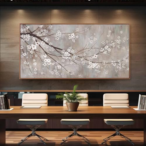 Floral Wall Art Framed Flowers Prints Poster Artwork Plum Blossom Pictures Extra Large Arts 36"x70" for Living Room