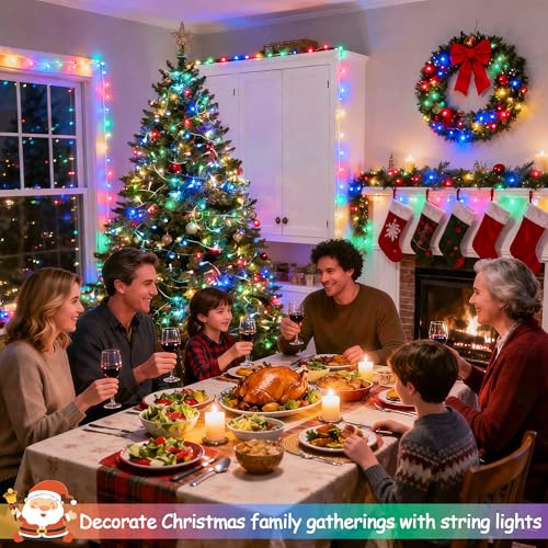 200 LED Multicolor Christmas Tree Lights Outdoor Indoor Clear Wire (66 Foot)