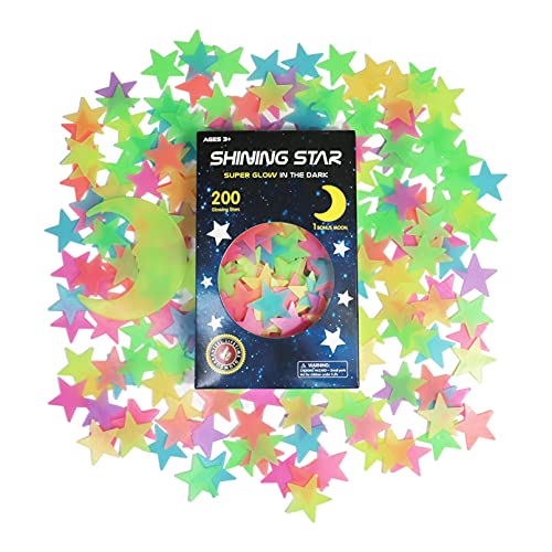 Glow in The Dark Stars Stickers for Ceiling (200 Count)