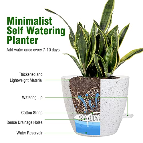 12/10/9 inch Self Watering Pots for Indoor Outdoor Plants, Set of 3 (3 Count)