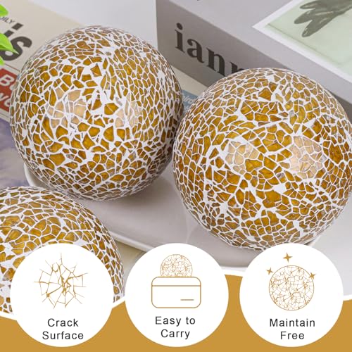 3 Pcs Mosaic Glass Orbs Decorative Balls (3 Count)