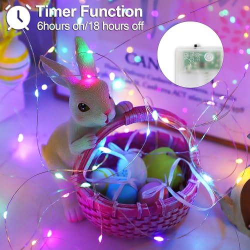 Easter Decorations Pastel Fairy String Lights Battery Operated (33 Foot)