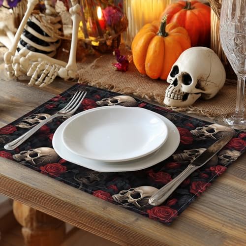 Halloween Skull Rose Placemats (4 Count)
