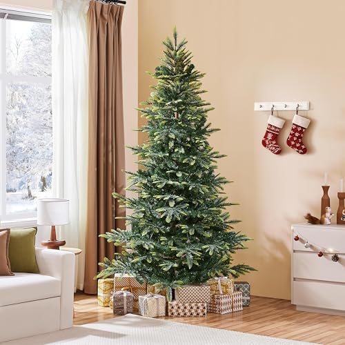 7.5ft Pre lit Aspen Fir Artificial Christmas Tree with 550 Warm White LED Lights Full Prelighted Xmas Tree w