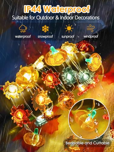 Fall Decor 3D Pumpkin Acorn Maple Leaf Fairy Lights Battery Operated Remote