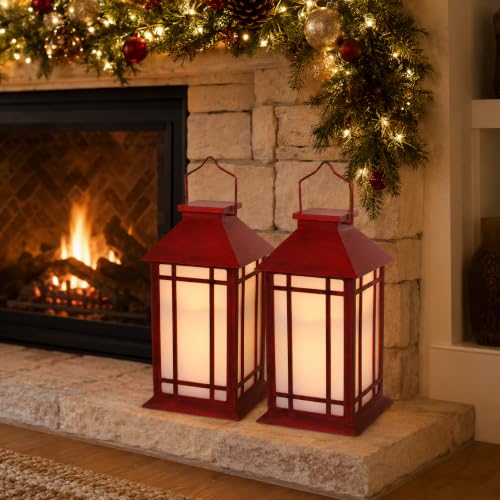 13 Inch Outdoor Decorative Lanterns with LED Candle Timer