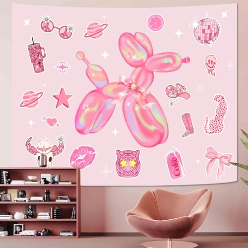 Y2K Tapestry Pink Dog Wall Tapestry