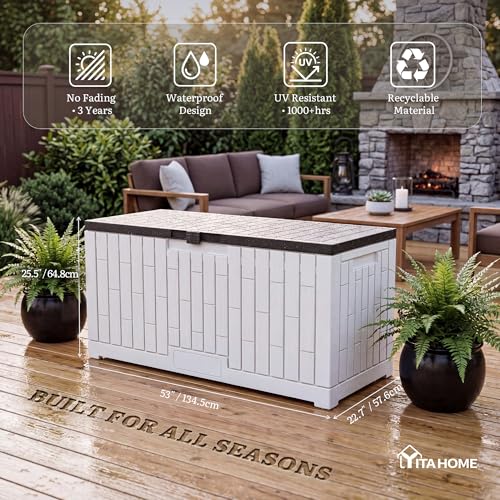 Large Deck Box 120 Gallon Resin Outdoor Storage Box