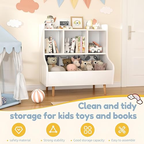 Kids Bookshelf and Toy Storage Organizer