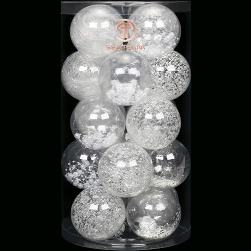 20 Pack Clear Christmas Ball Ornaments with Fillers (20 Count)